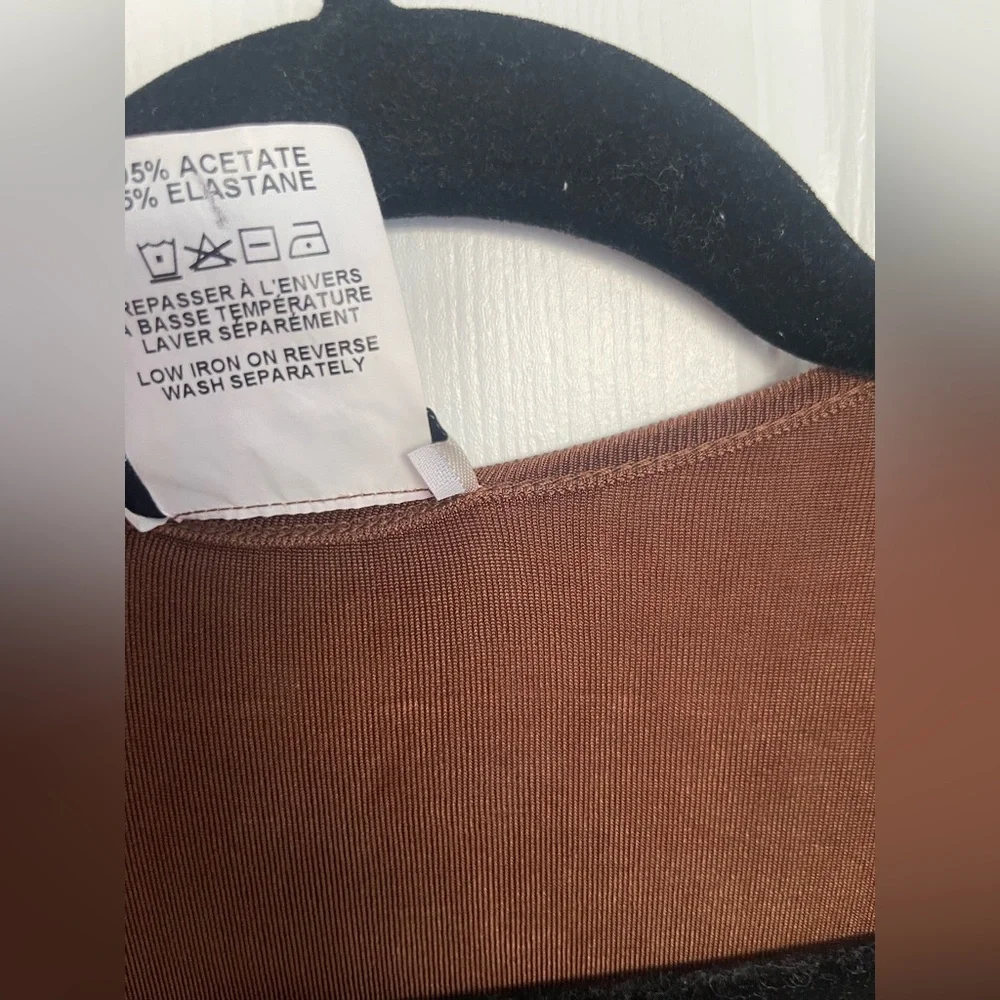 Kim&Co stretchy Elegant Brown Wrap Dress - Picture 7 of 9